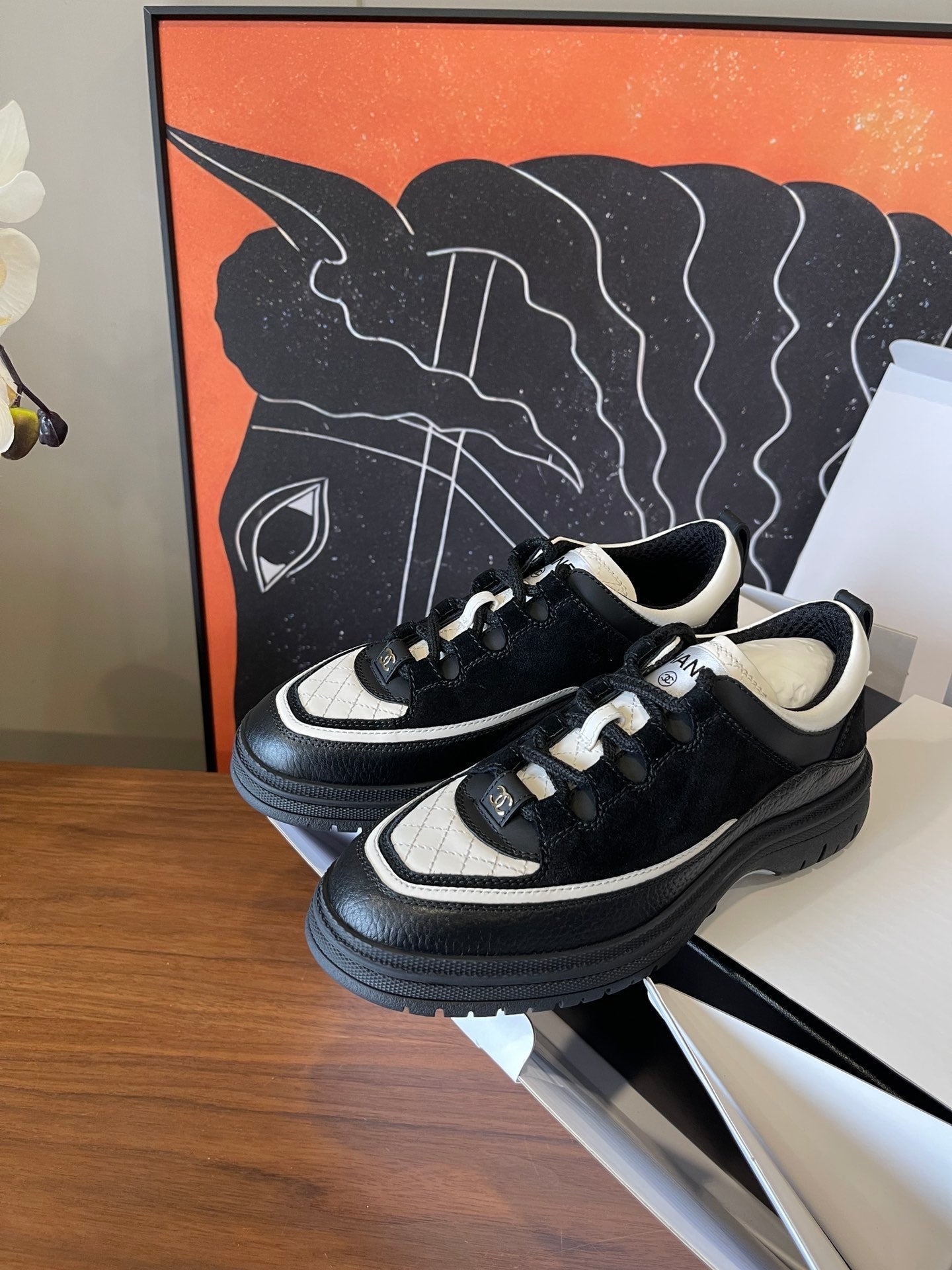 CC Spring Summer Sneaker Black Suede Leather 623166