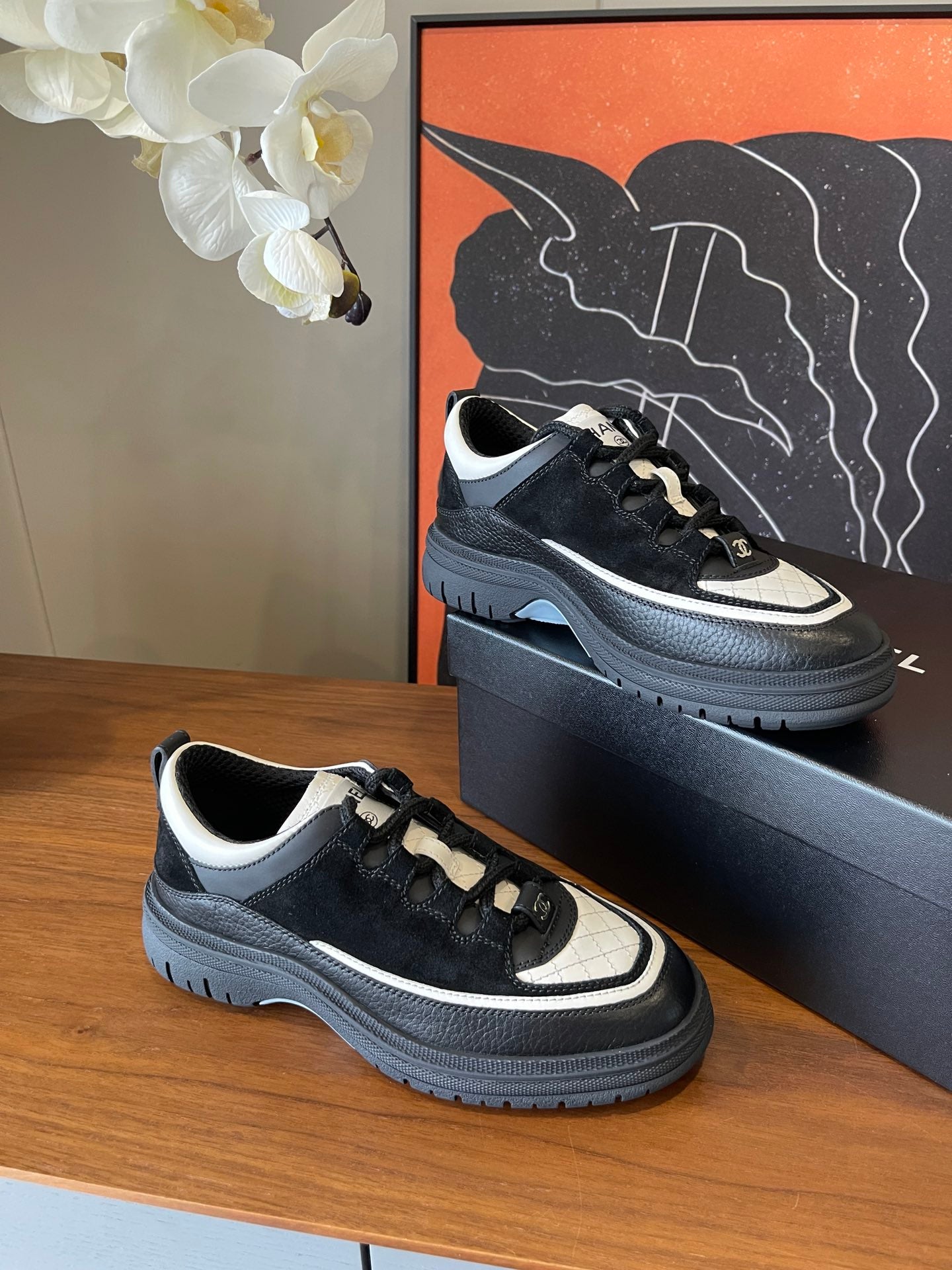 CC Spring Summer Sneaker Black Suede Leather 623166