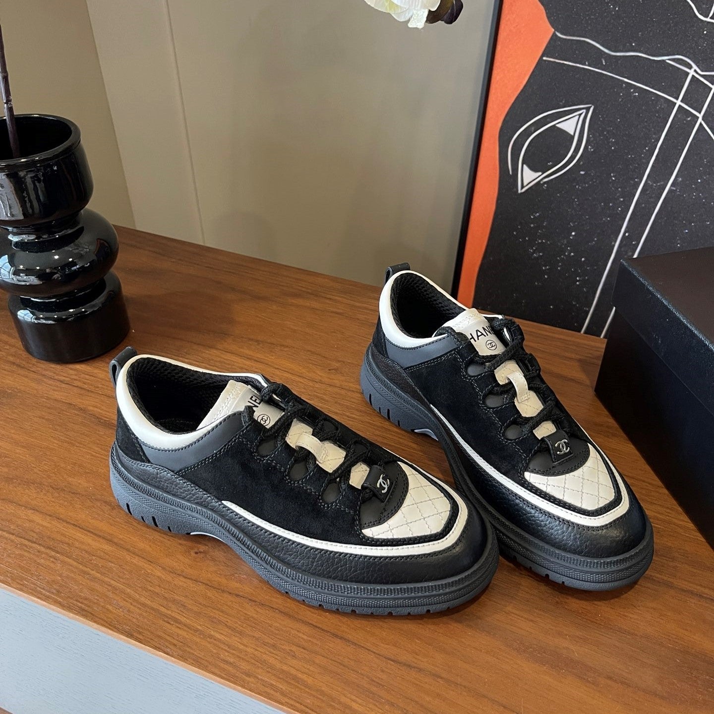 CC Spring Summer Sneaker Black Suede Leather 623166