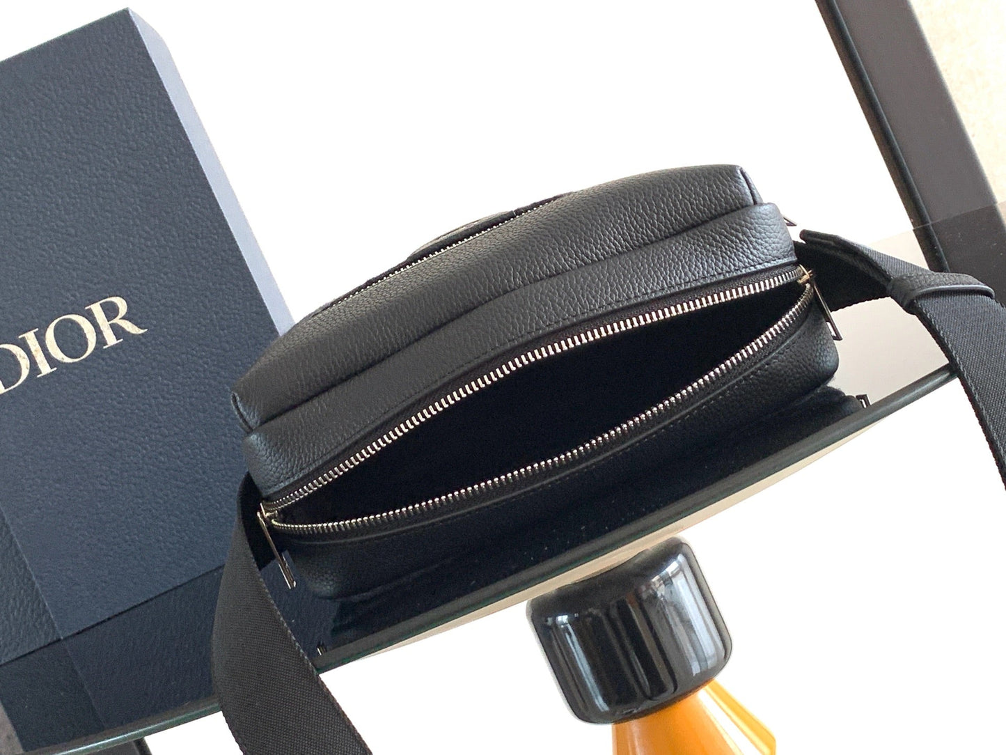 Dior 2026 Rider Zip-Up Messenger Bag 23cm Fabric And Grained Leather