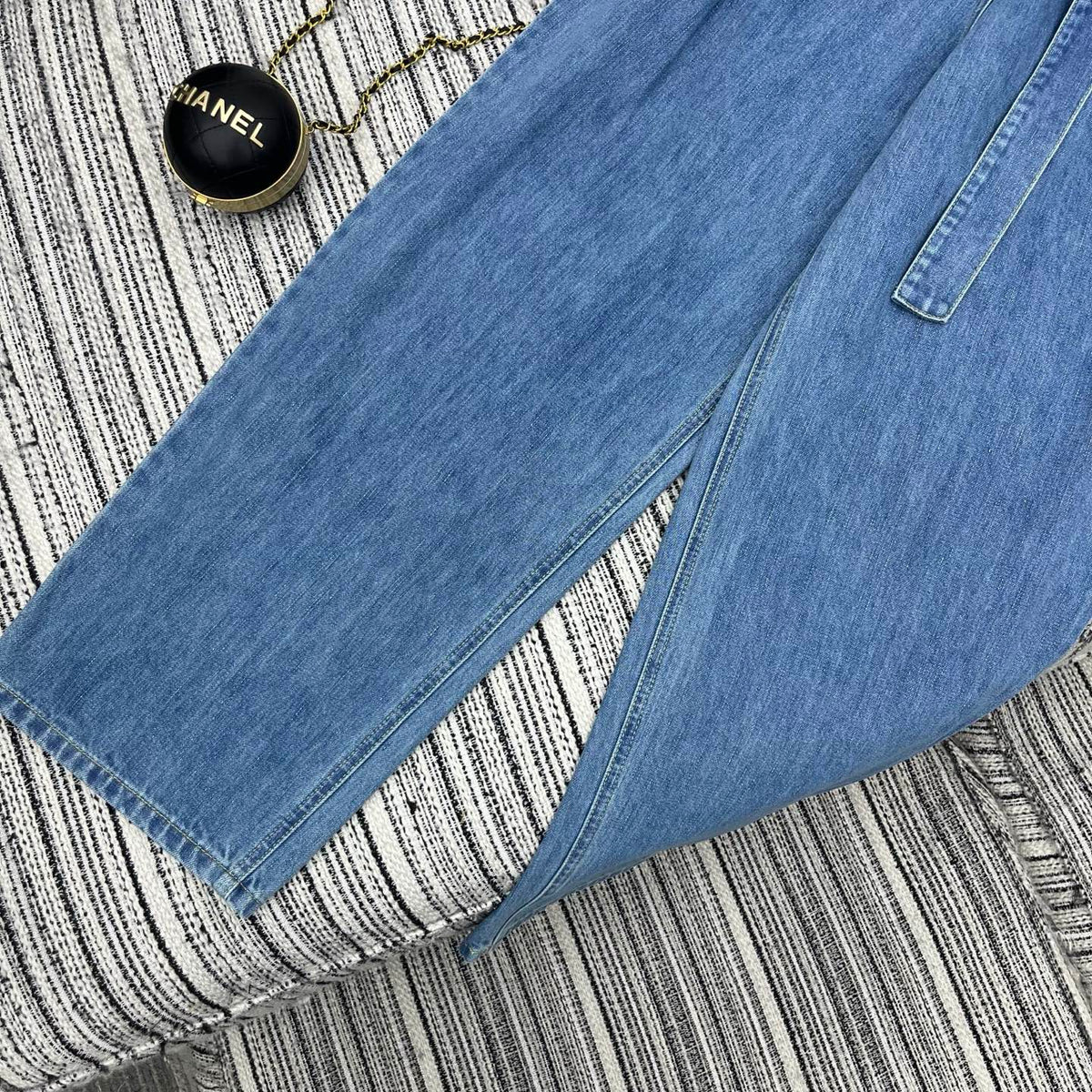 Loewe Urved-Blade Wide-Leg Jeans Blue Cotton