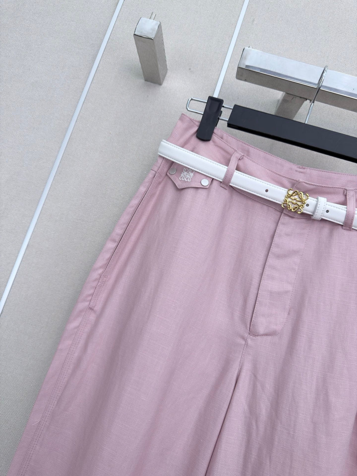 Loewe Wide-Leg Trousers Light Pink Cotton 379630