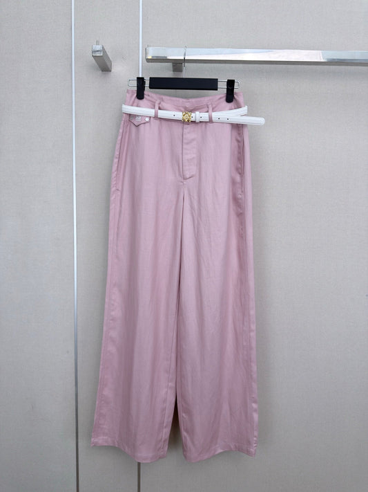 Loewe Wide-Leg Trousers Light Pink Cotton 379630