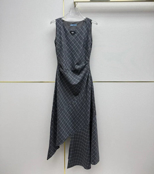 Prada 2026 Vest Dress Charcoal Gray Cotton 400164