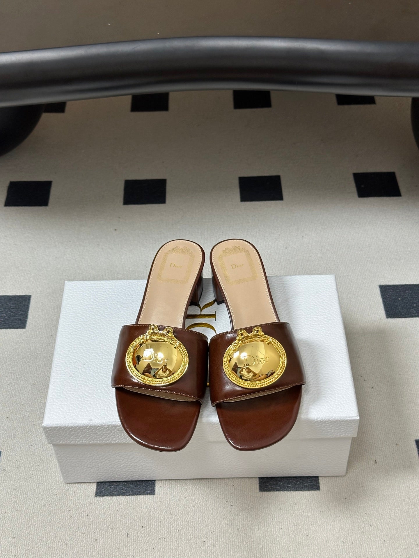 Dior 2026 D-Club Retro CD Letter Metal Buckle Sandals 45mm Leather 846977