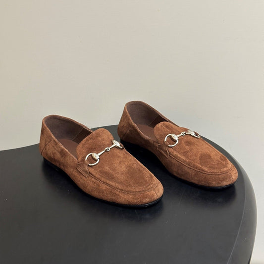 GG 26s Horsebit Loafers Flat Brown Suede 952563