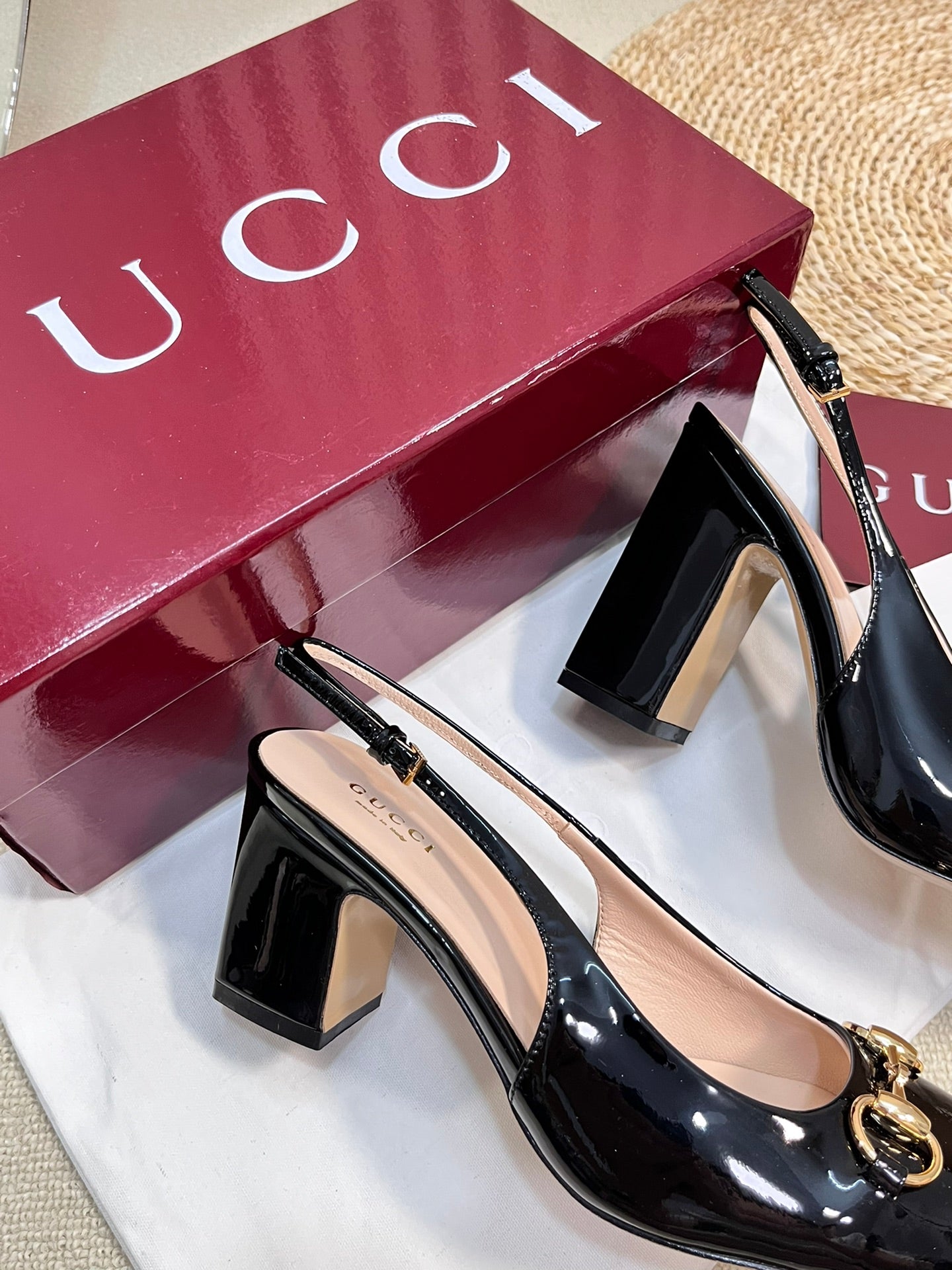 GC Horsebit Slingback 95mm Black Patent Leather 294594