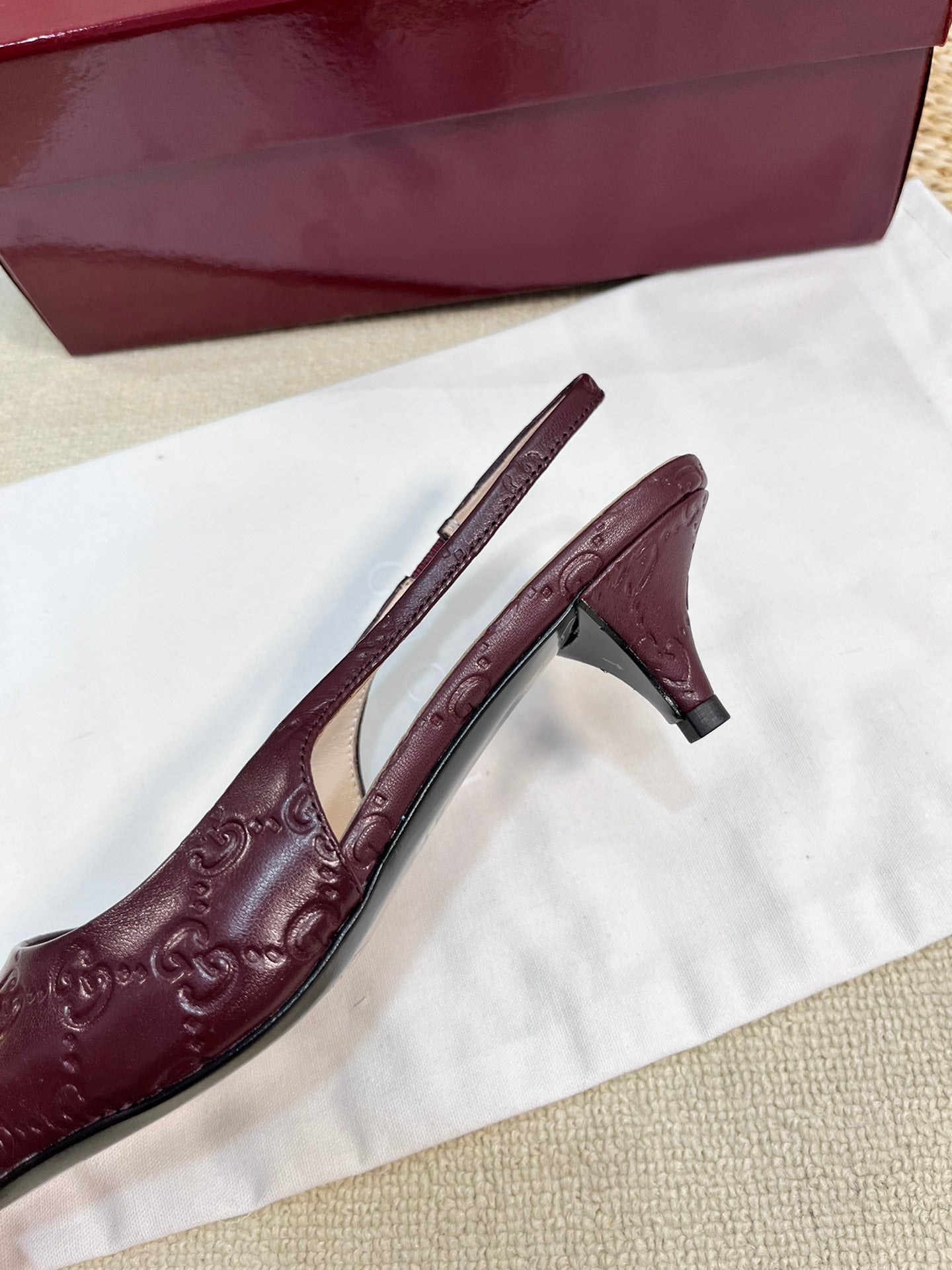 GC Horsebit Slingback Pump 50mm Rosso Ancora red Embossed Sheepskin 294575