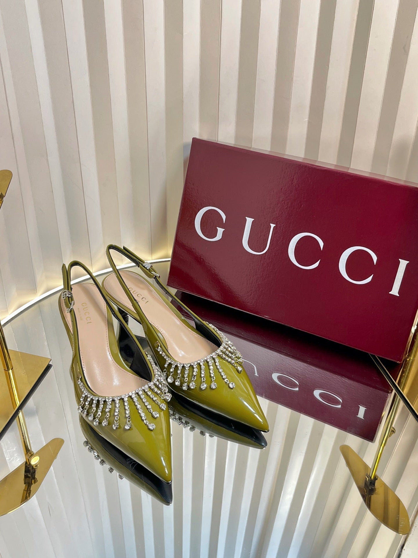 GC 25 Embellished Slingback Dark Green Patent Leather 294626