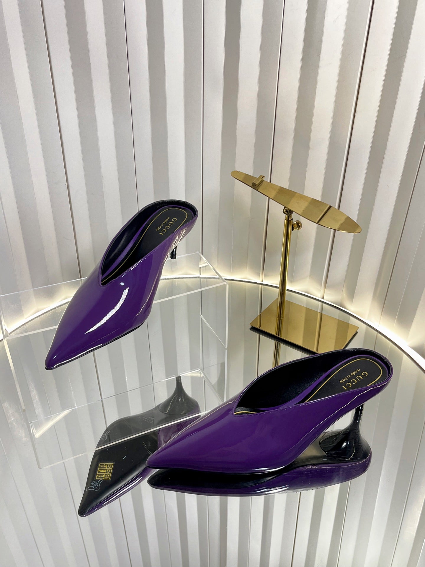 GG Women's Heeled Mules 50mm Purple Patent Leather 548395