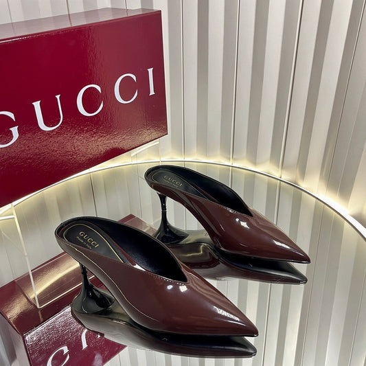 GG Women's Heeled Mules 50mm Rosewood Patent Leather 548398