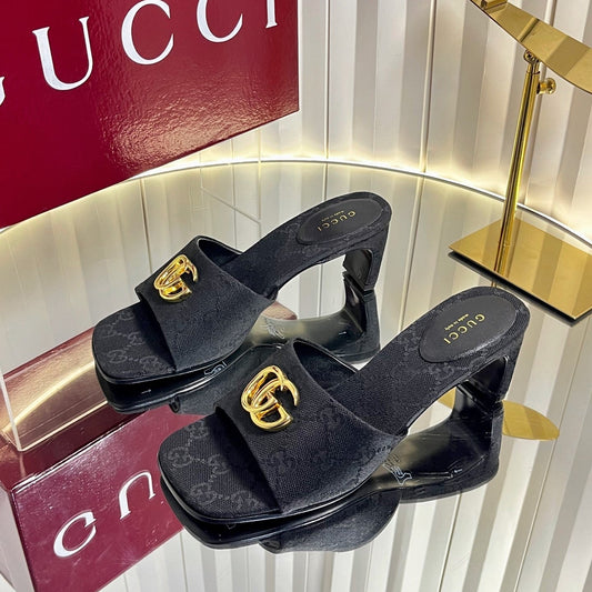 GG 26S Slippers 4.5cm Black Canvas 616452