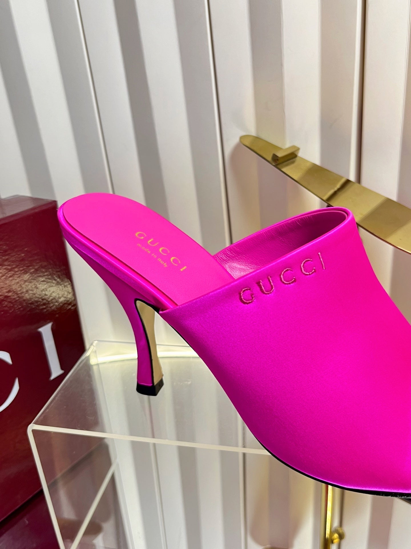 GG Cruise 26 Women's Slide Sandal 95mm Hot Pink Satin 616461