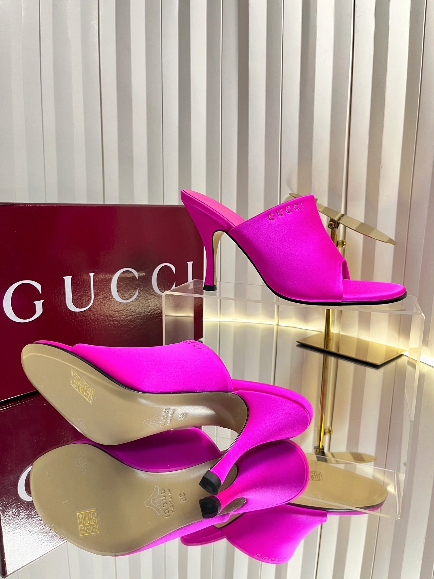 GG Cruise 26 Women's Slide Sandal 95mm Hot Pink Satin 616461