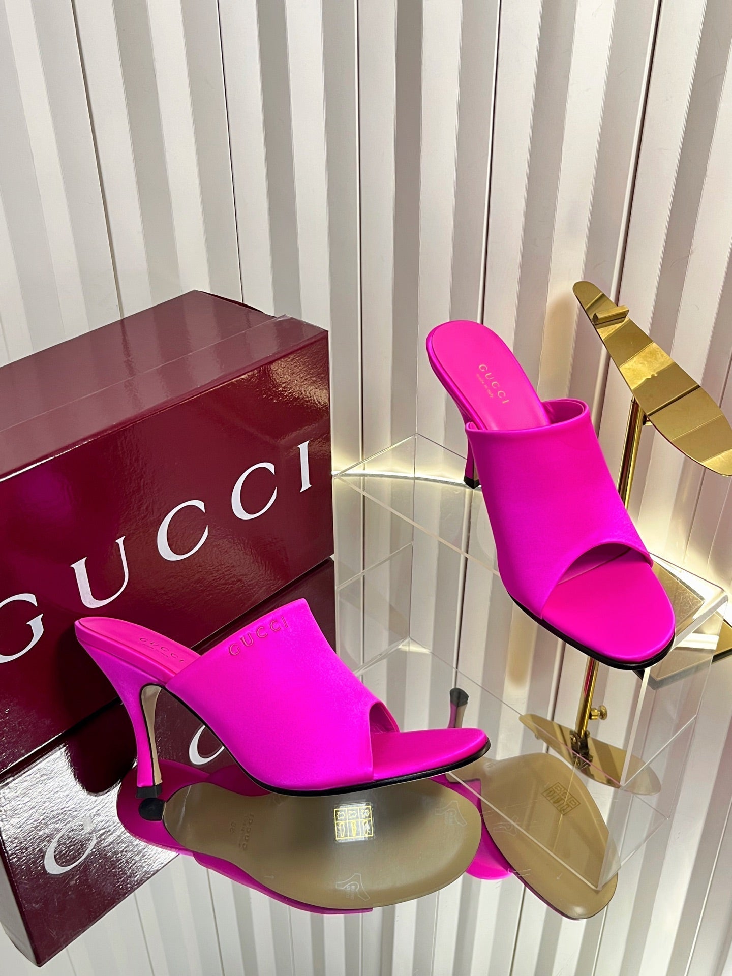 GG Cruise 26 Women's Slide Sandal 95mm Hot Pink Satin 616461