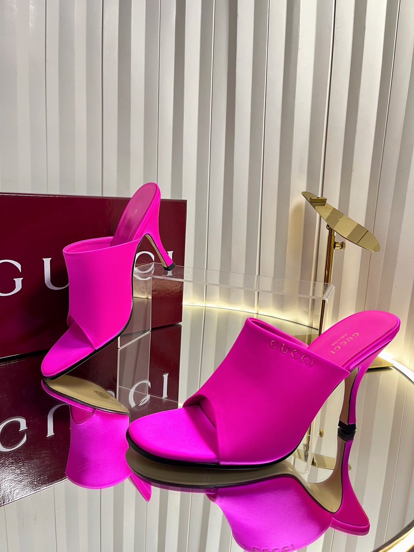 GG Cruise 26 Women's Slide Sandal 95mm Hot Pink Satin 616461