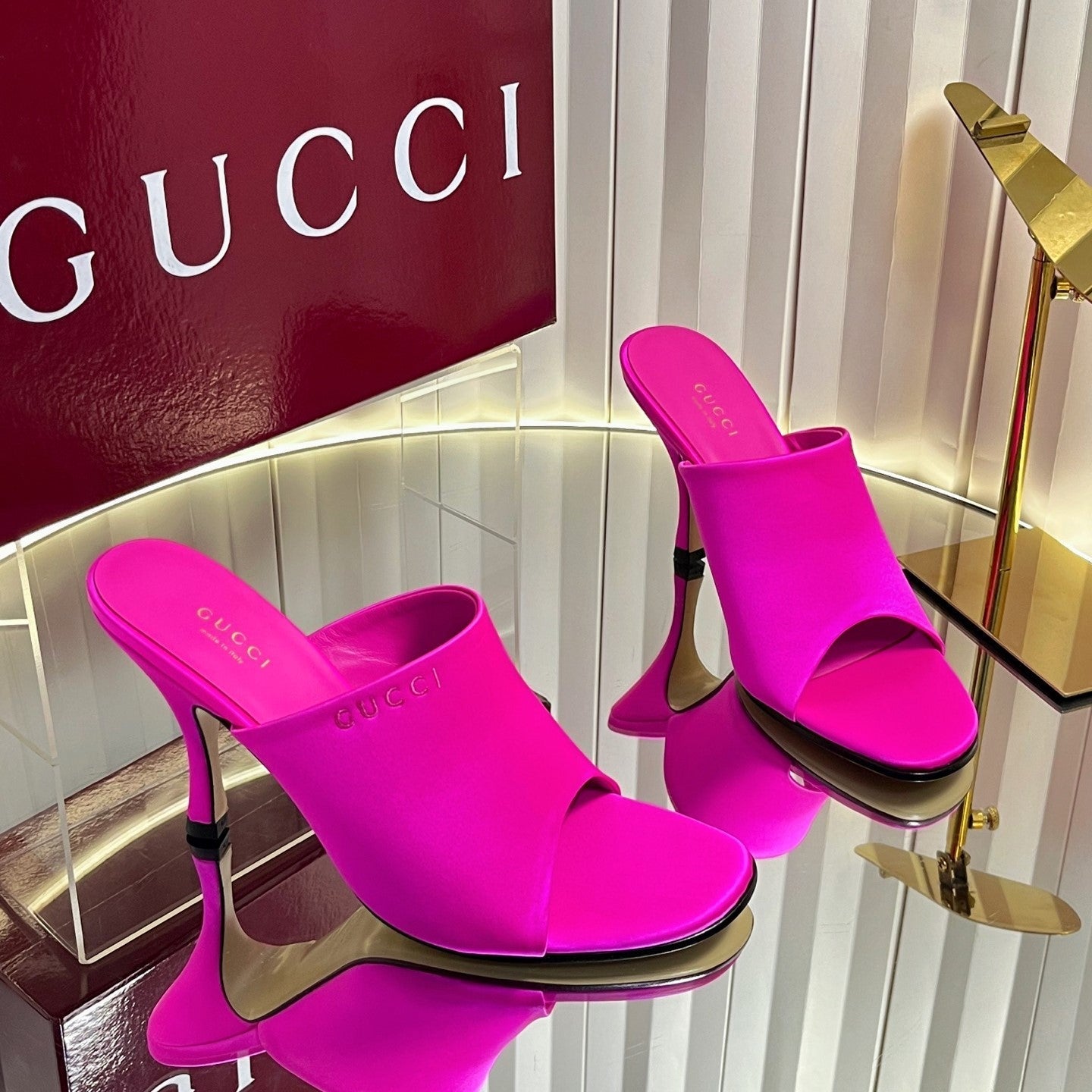 GG Cruise 26 Women's Slide Sandal 95mm Hot Pink Satin 616461