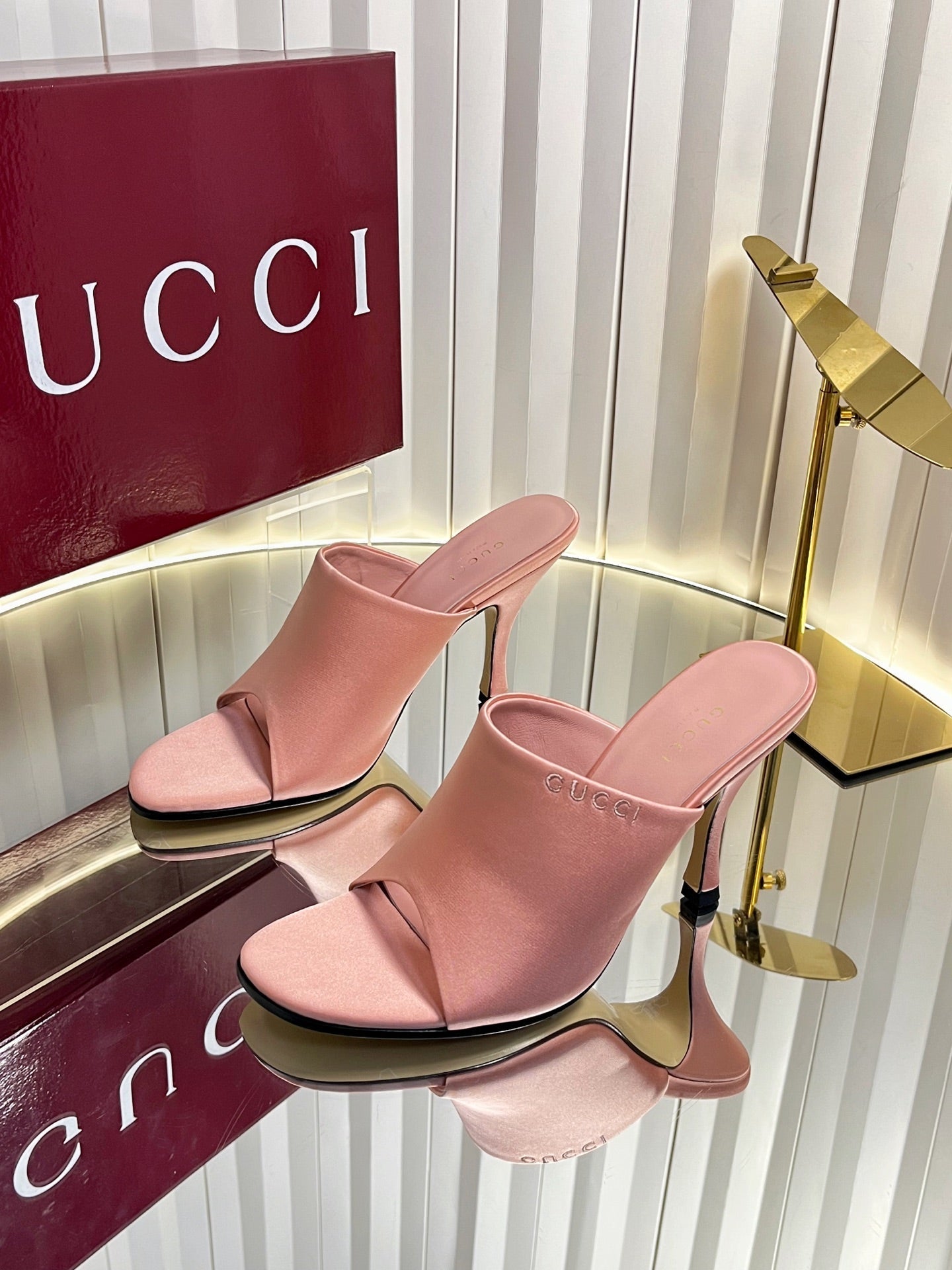 GG Cruise 26 Women's Slide Sandal 95mm Light Pink Satin 616462