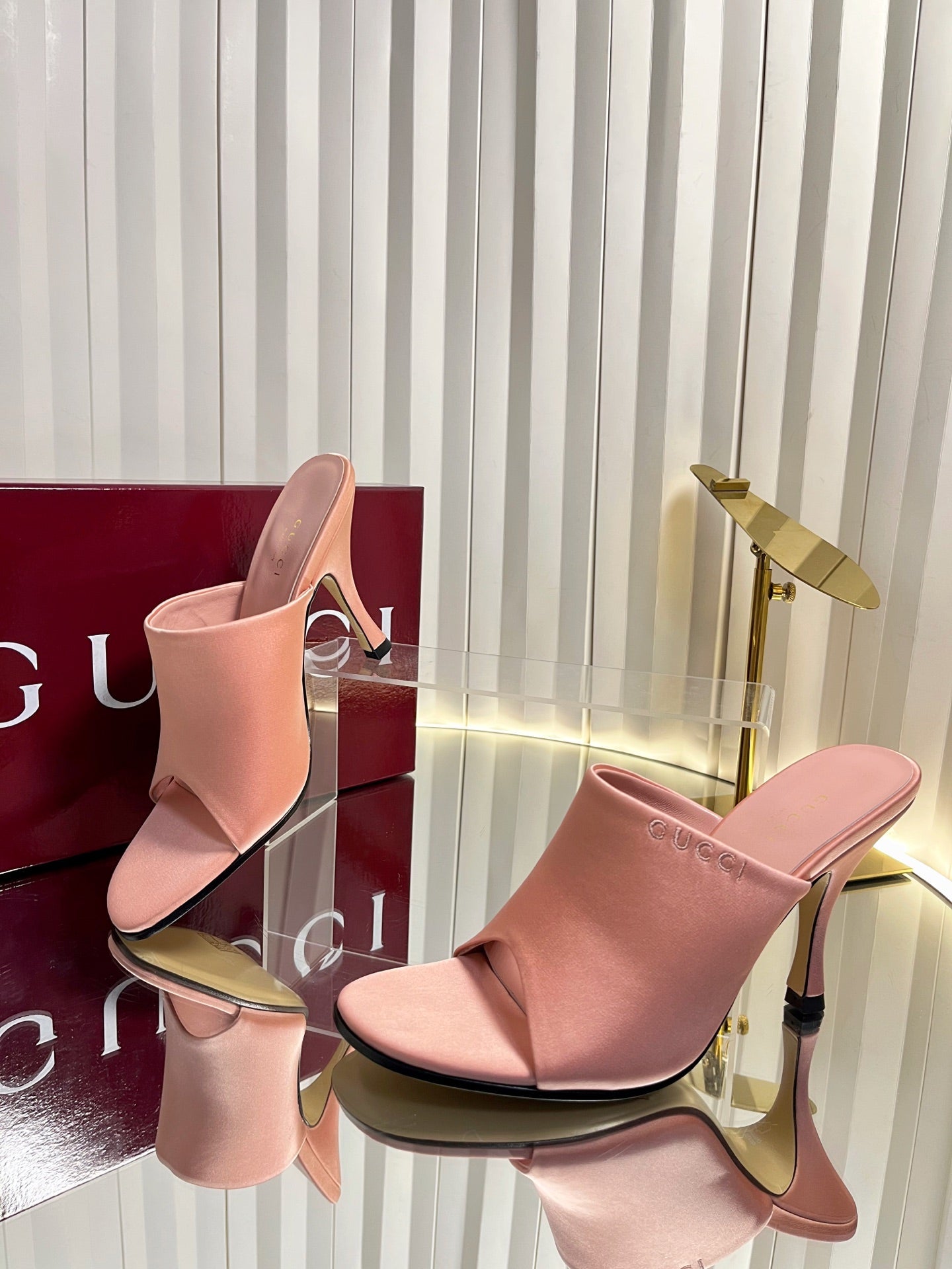 GG Cruise 26 Women's Slide Sandal 95mm Light Pink Satin 616462
