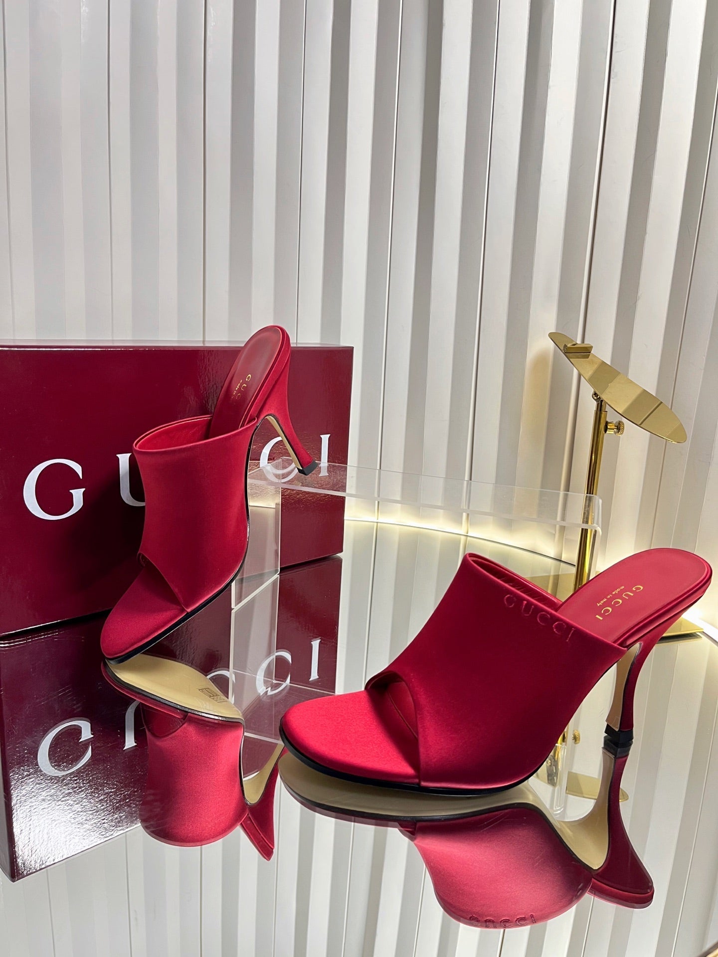 GG Cruise 26 Women's Slide Sandal 95mm Red Satin 616464