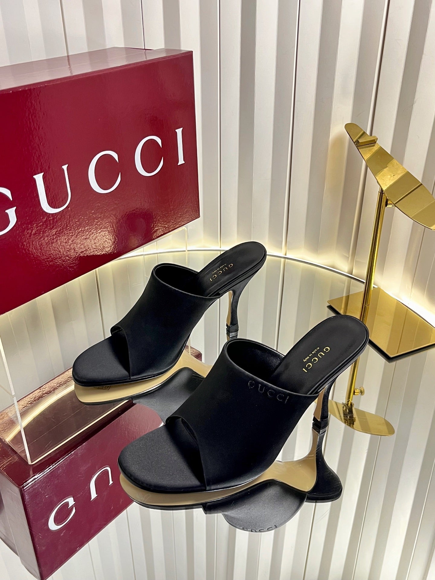 GG Cruise 26 Women's Slide Sandal 95mm Black Satin 616465