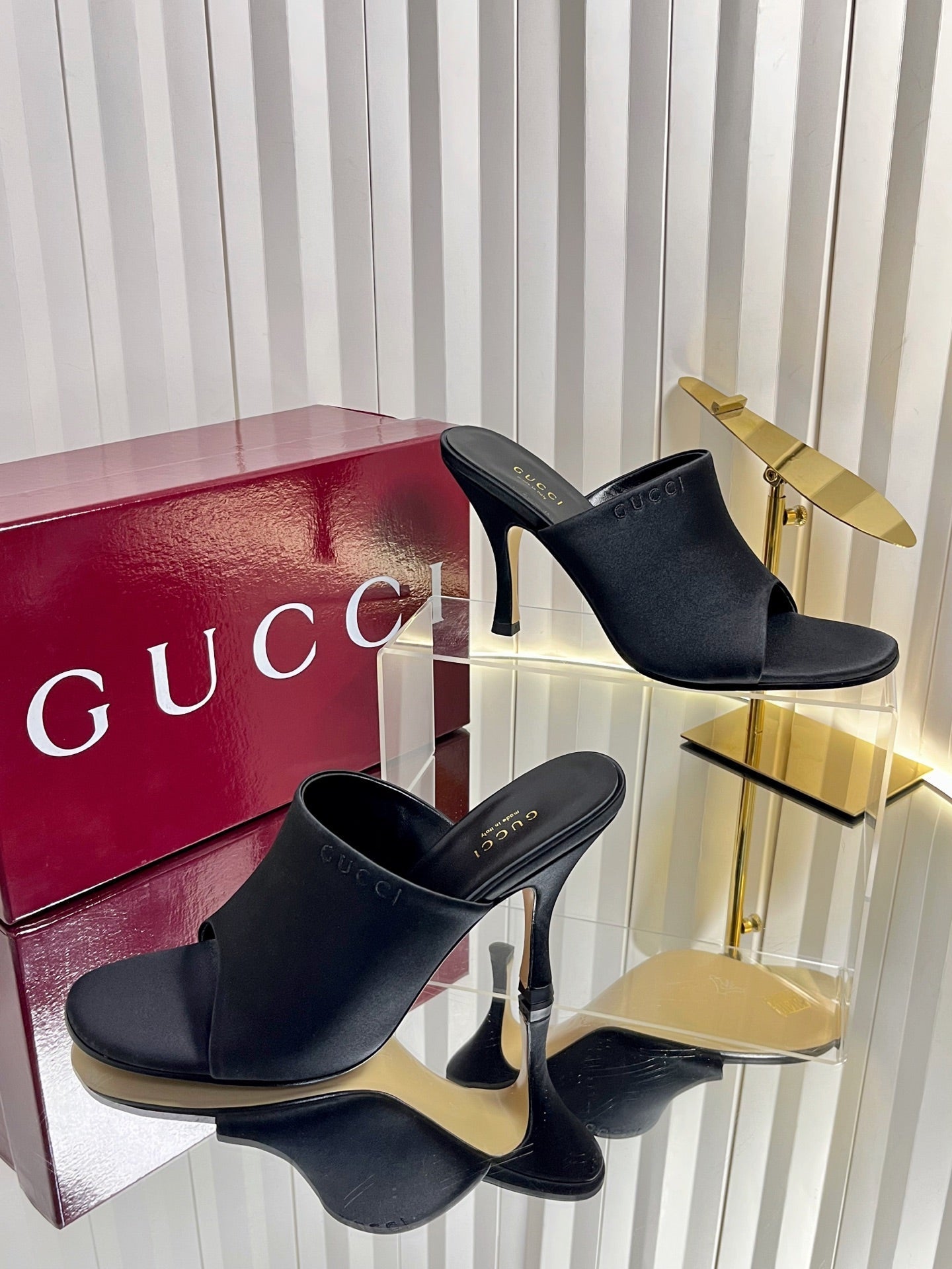 GG Cruise 26 Women's Slide Sandal 95mm Black Satin 616465
