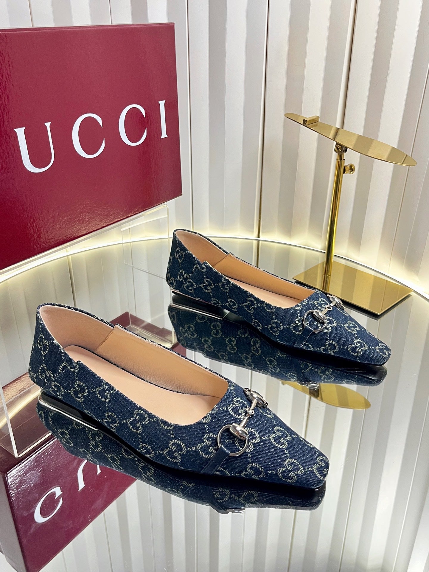 GG 26s Vittoria Ballerina Flats Dark Blue Canvas 768140