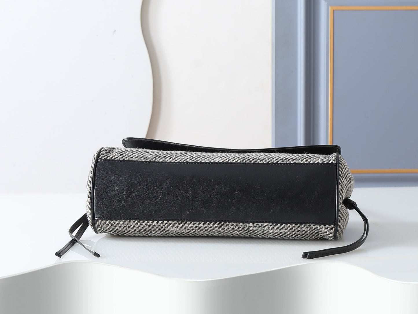 Chanel 2026 Urban Essential East West Bag 32cm Black mix Grey Leather Tweed