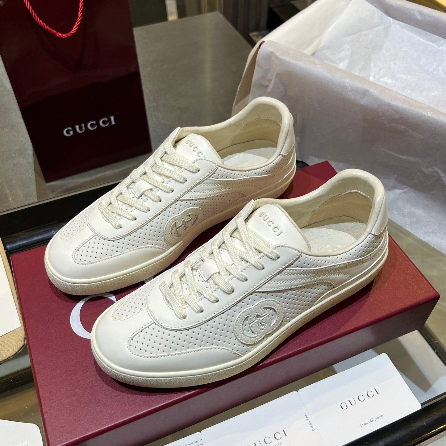 GG G75 Sneaker White Suede Mesh 818357