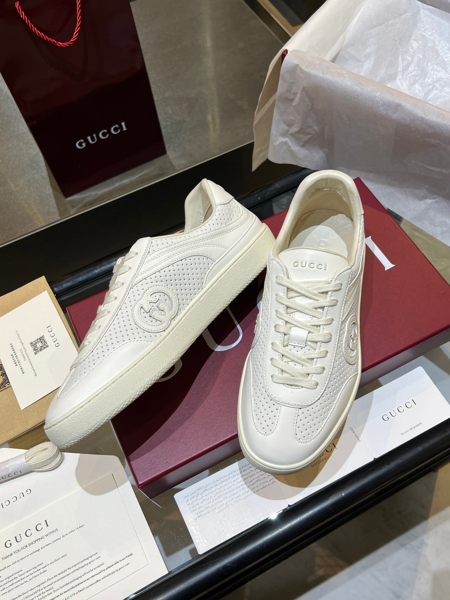 GG G75 Sneaker White Suede Mesh 818357