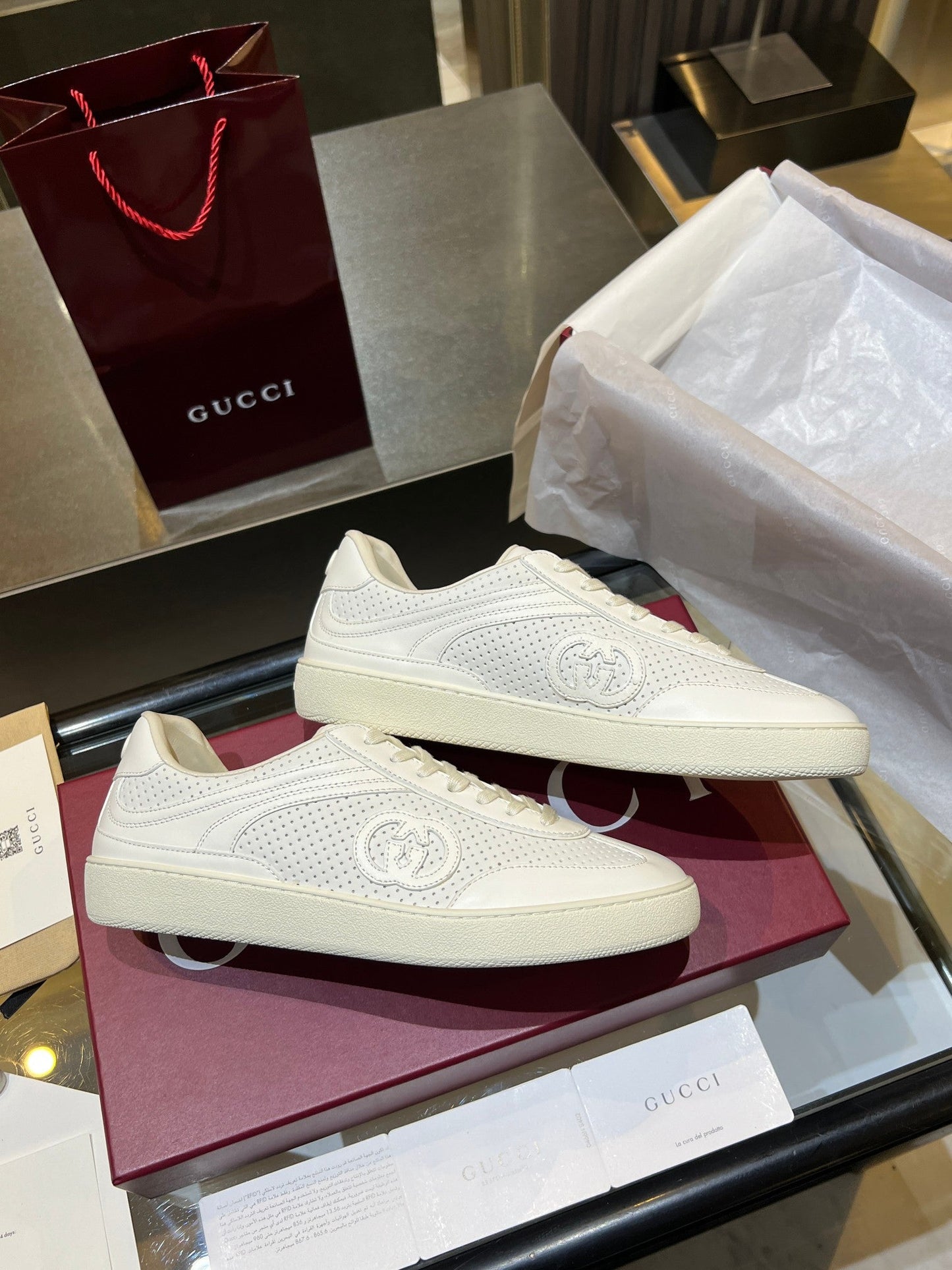 GG G75 Sneaker White Suede Mesh 818357