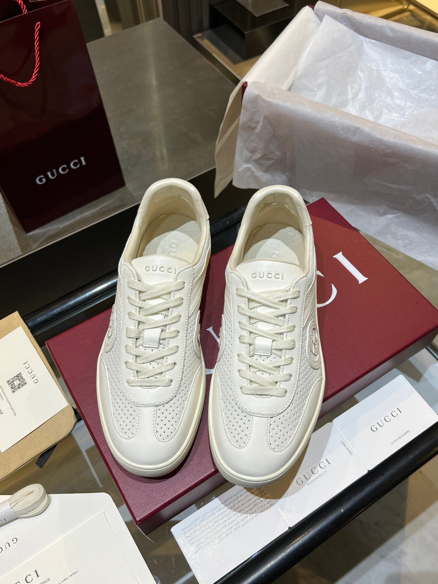 GG G75 Sneaker White Suede Mesh 818357
