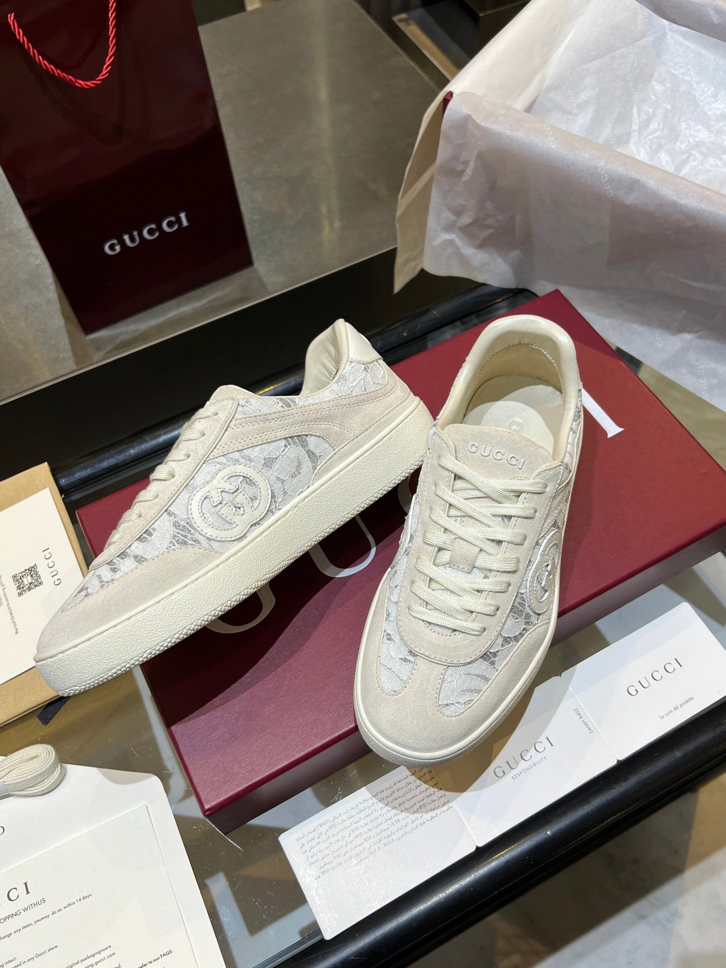 GG G75 Sneaker Cream Suede Canvas 818355