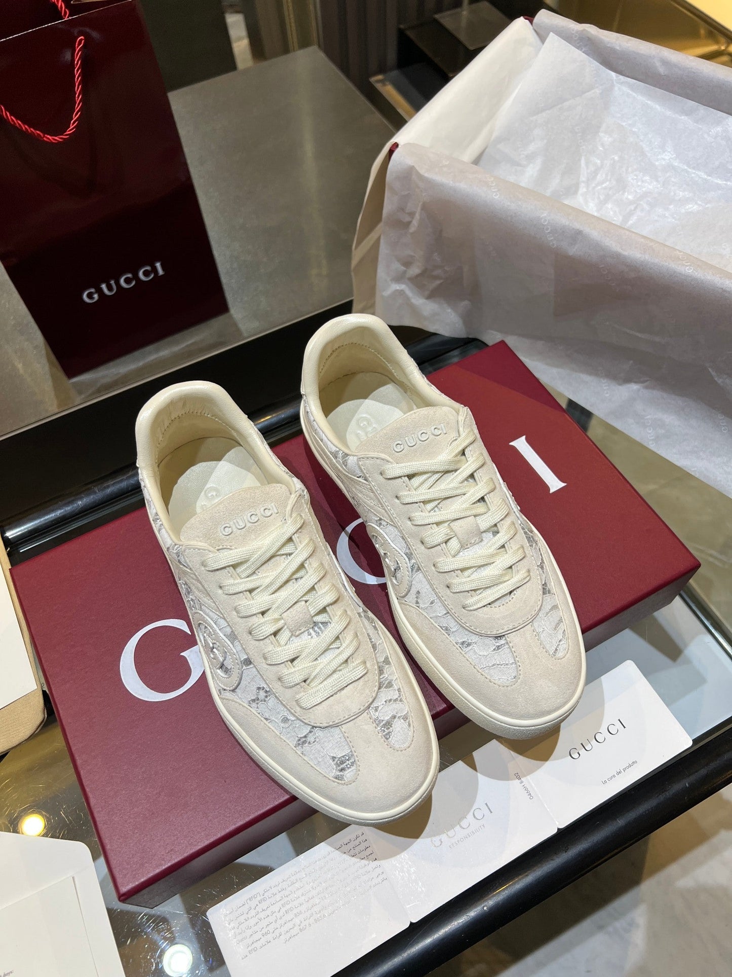 GG G75 Sneaker Cream Suede Canvas 818355