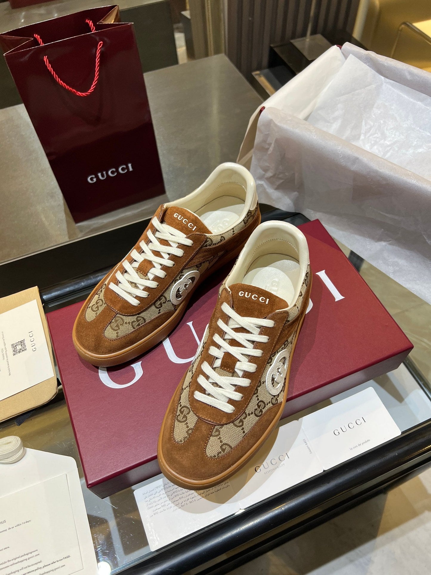 GG G75 Sneaker Brown Suede Canvas 818354