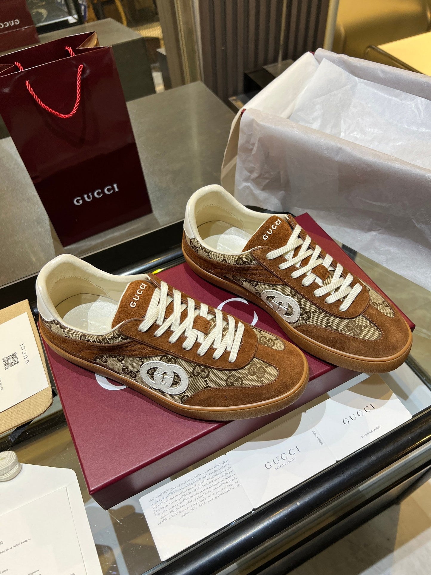 GG G75 Sneaker Brown Suede Canvas 818354