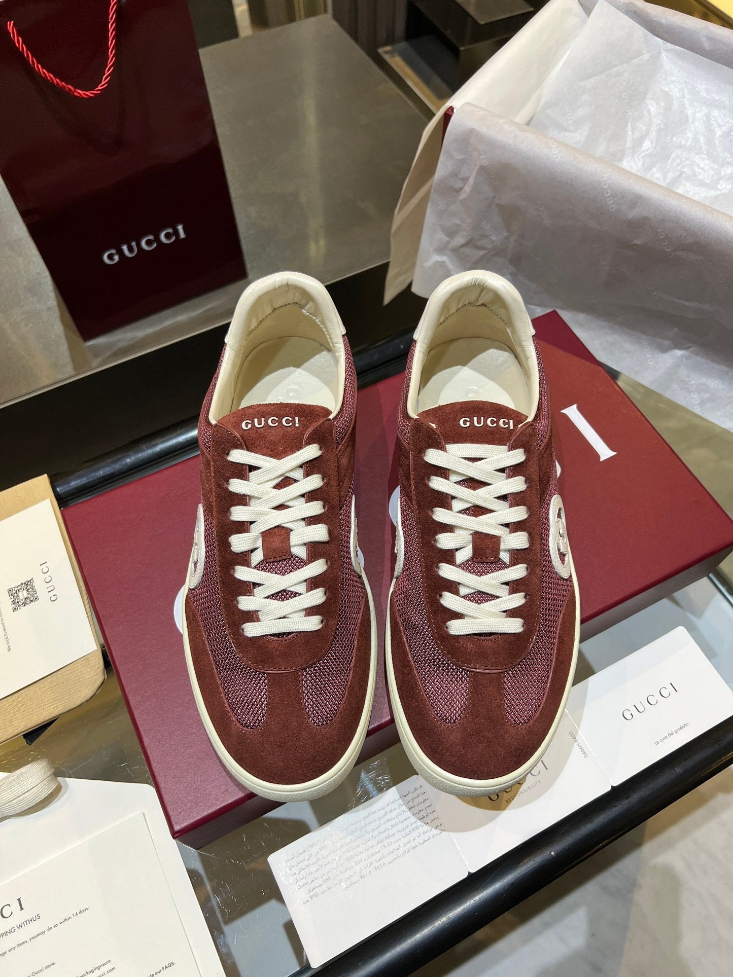 GG G75 Sneaker Burgundy Suede Mesh 818353