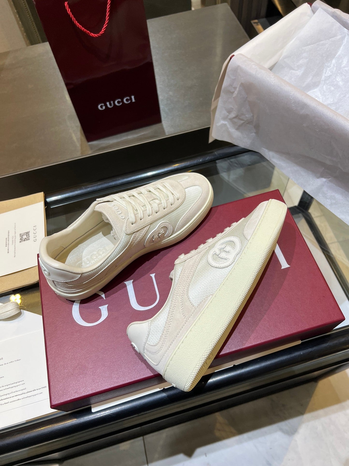 GG G75 Sneaker Cream Suede Mesh 818352