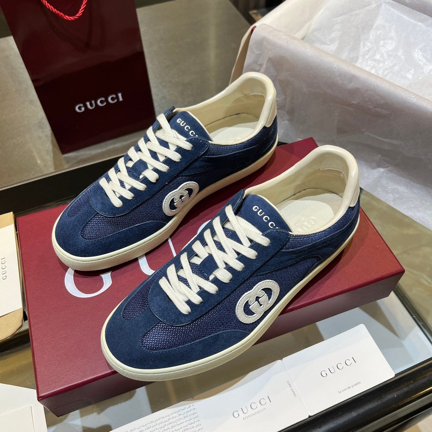 GG G75 Sneaker Dark Blue Suede Mesh 818351
