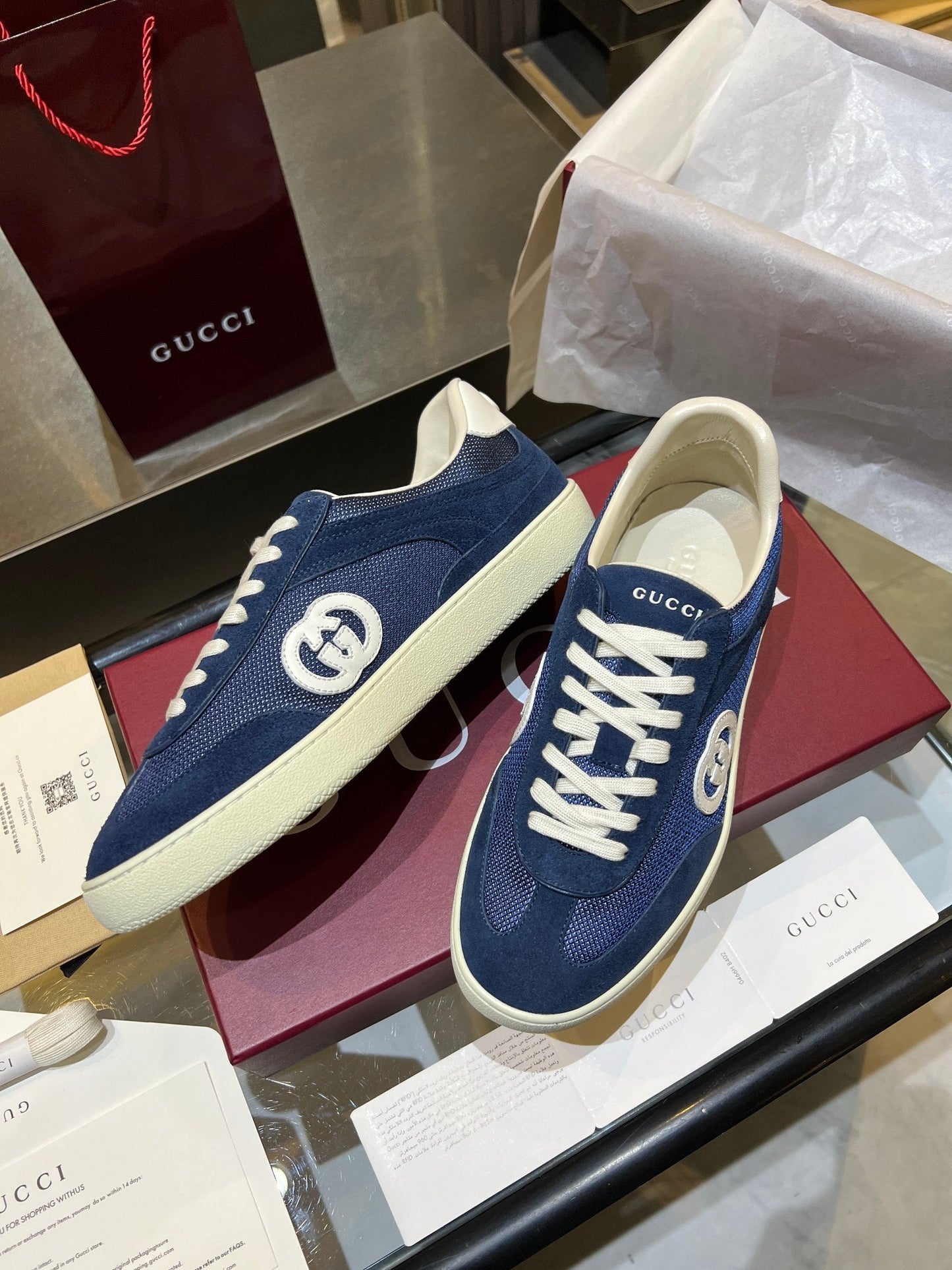 GG G75 Sneaker Dark Blue Suede Mesh 818351