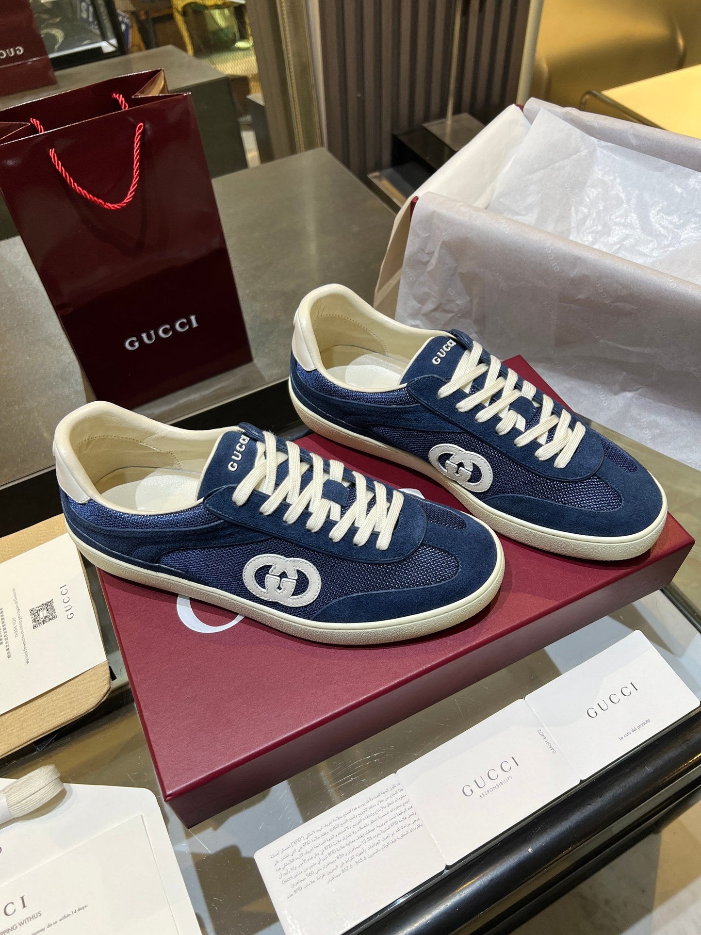 GG G75 Sneaker Dark Blue Suede Mesh 818351