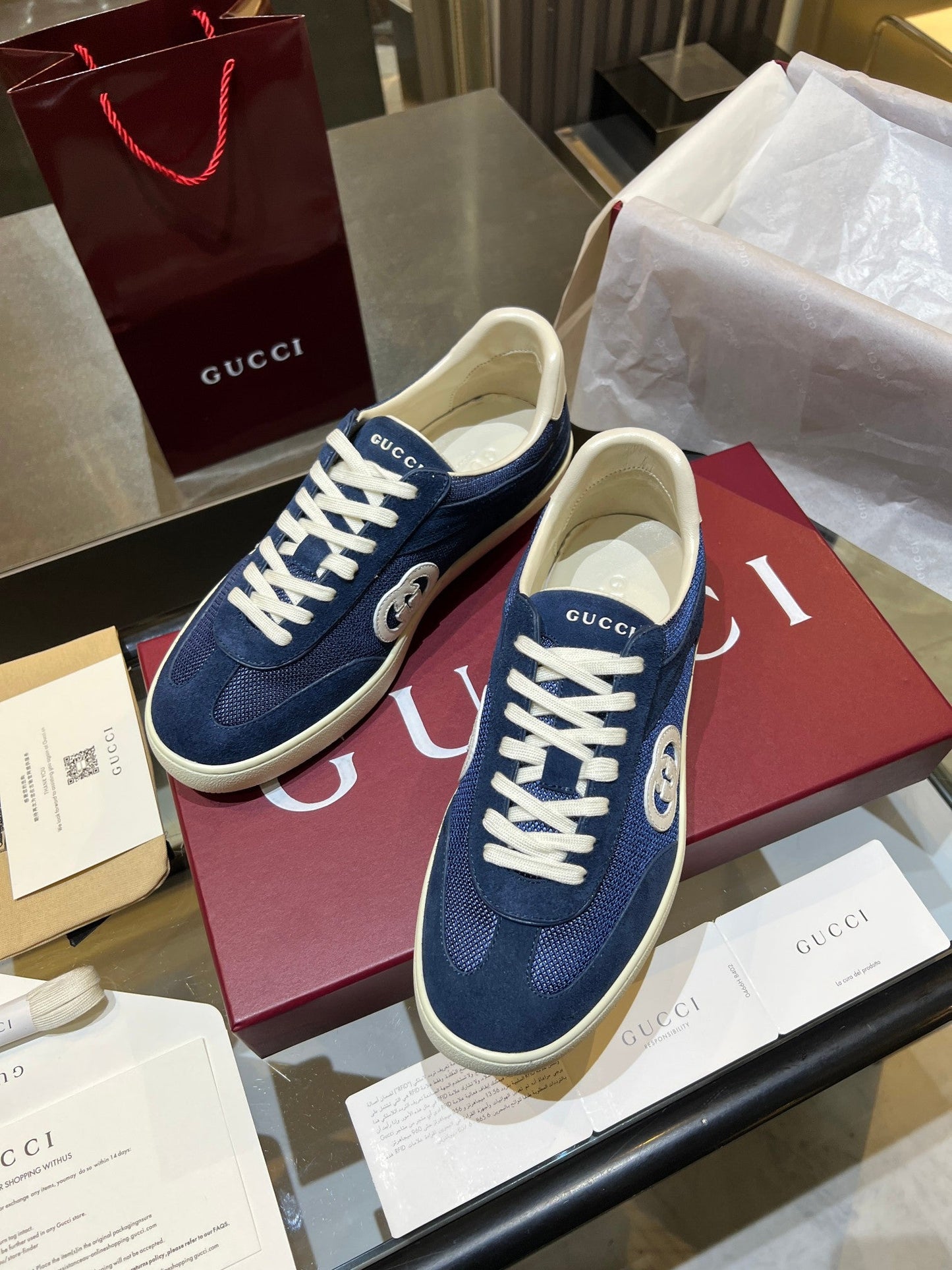 GG G75 Sneaker Dark Blue Suede Mesh 818351