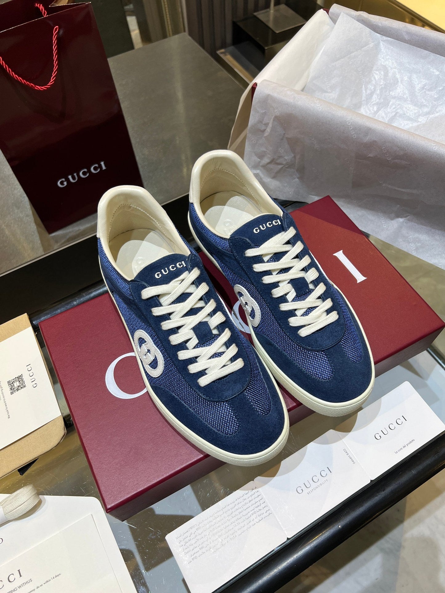 GG G75 Sneaker Dark Blue Suede Mesh 818351