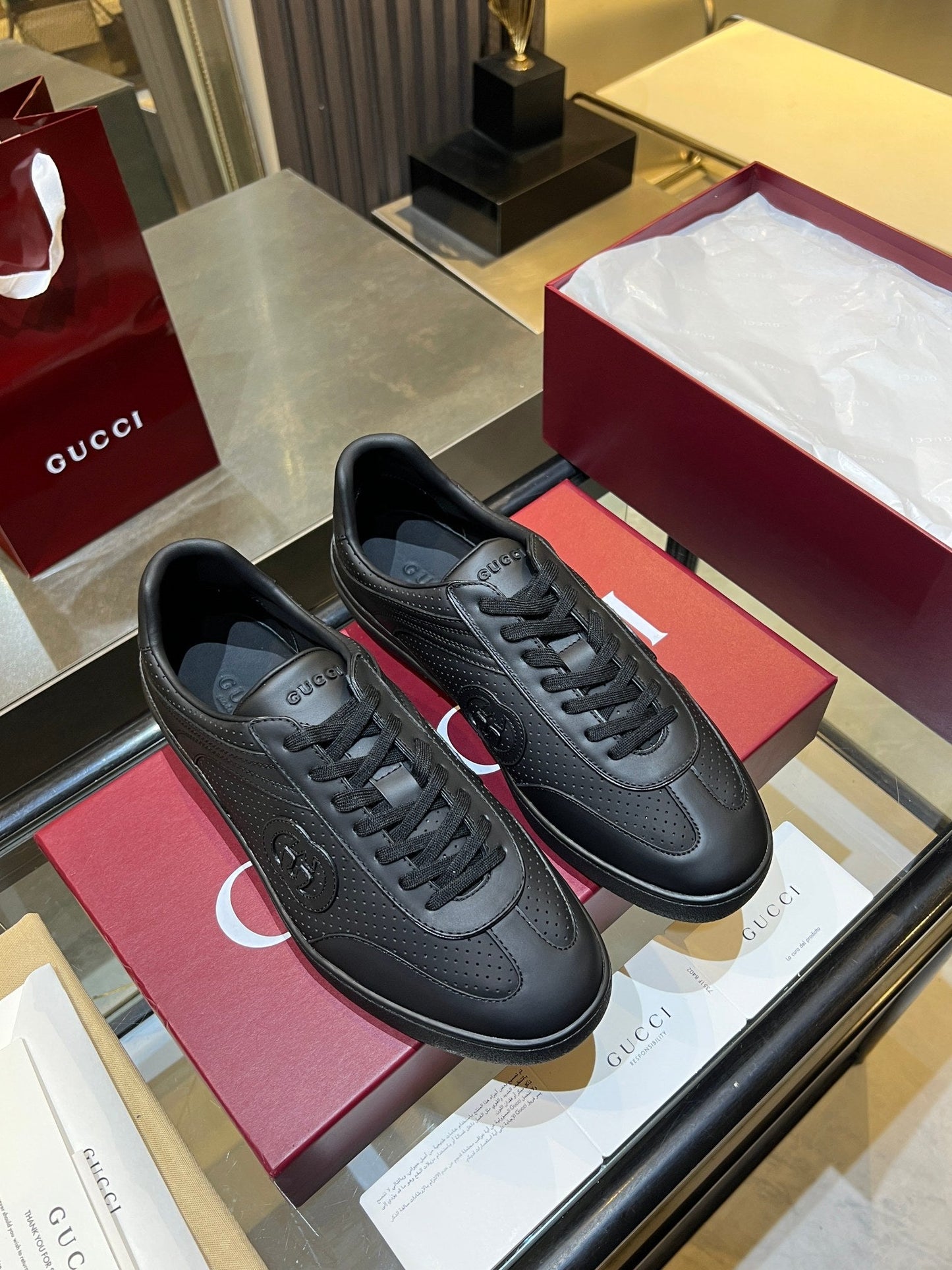 GG G75 Sneaker Black Suede Mesh 818349