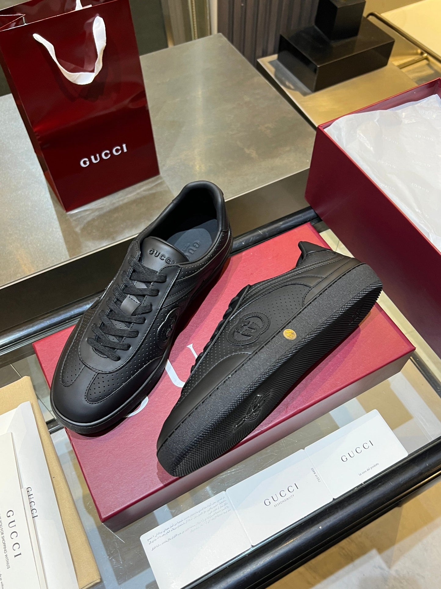 GG G75 Sneaker Black Suede Mesh 818349