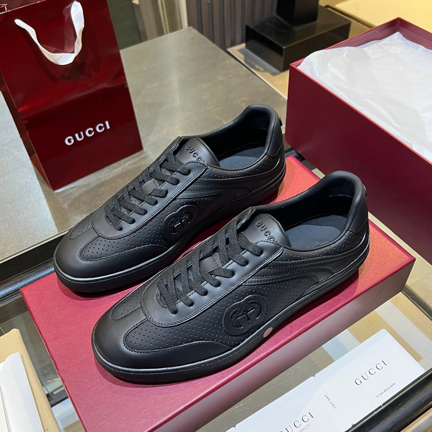 GG G75 Sneaker Black Suede Mesh 818349