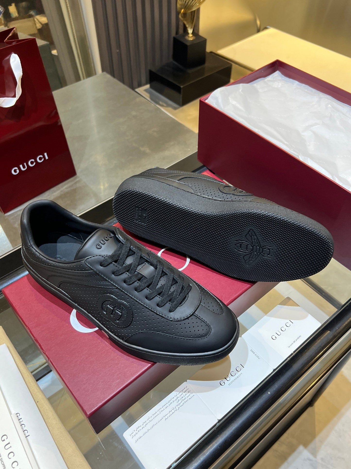 GG G75 Sneaker Black Suede Mesh 818349