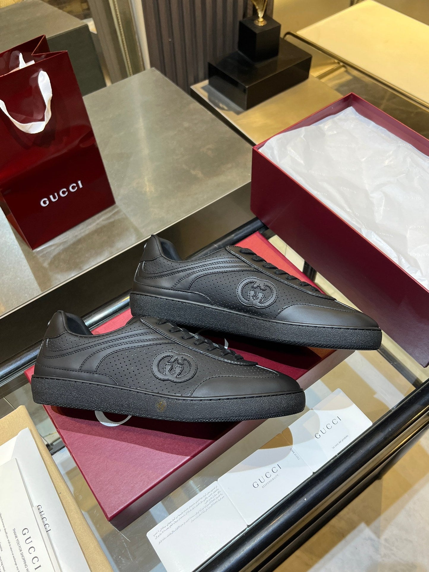 GG G75 Sneaker Black Suede Mesh 818349