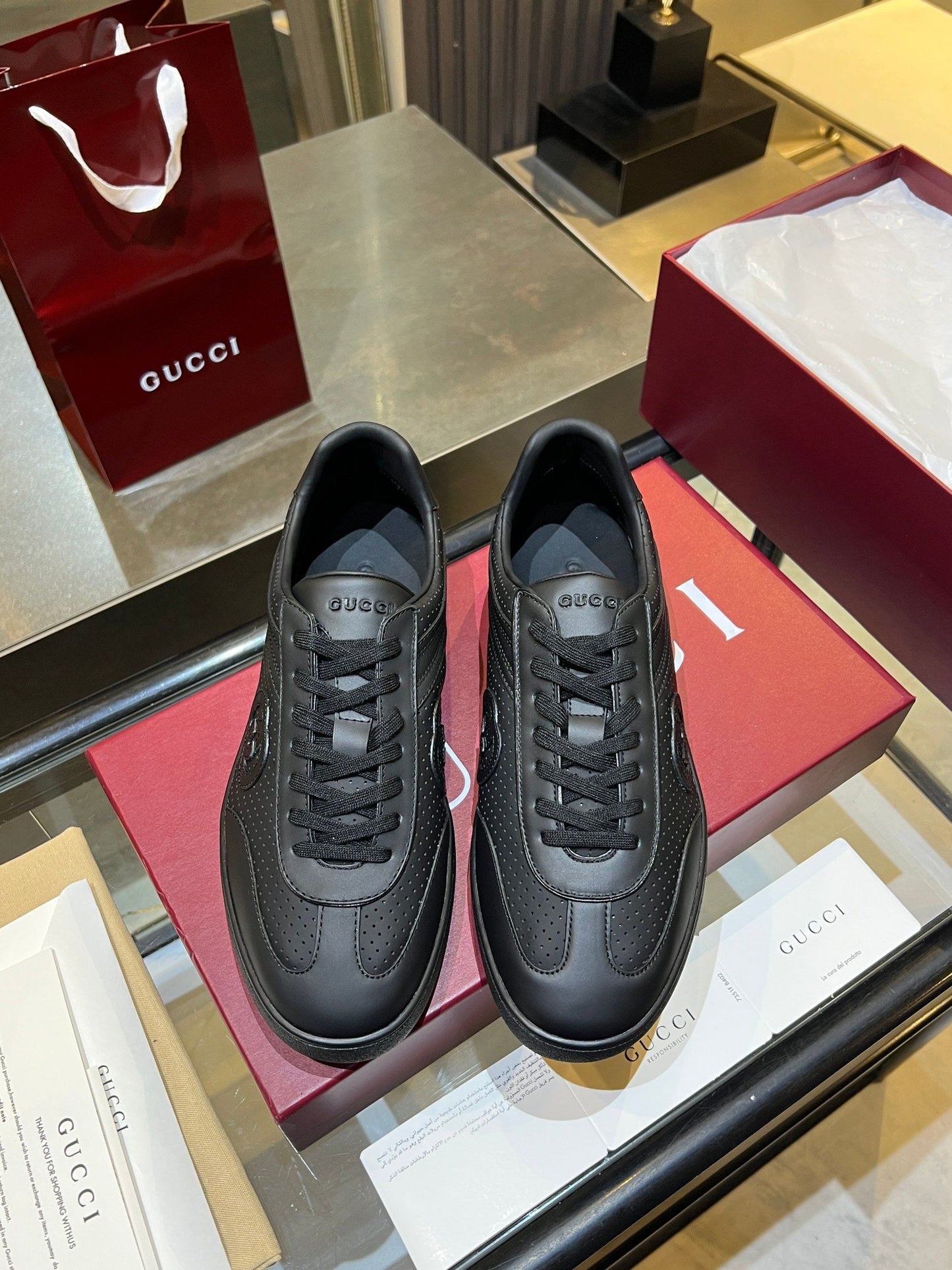 GG G75 Sneaker Black Suede Mesh 818349