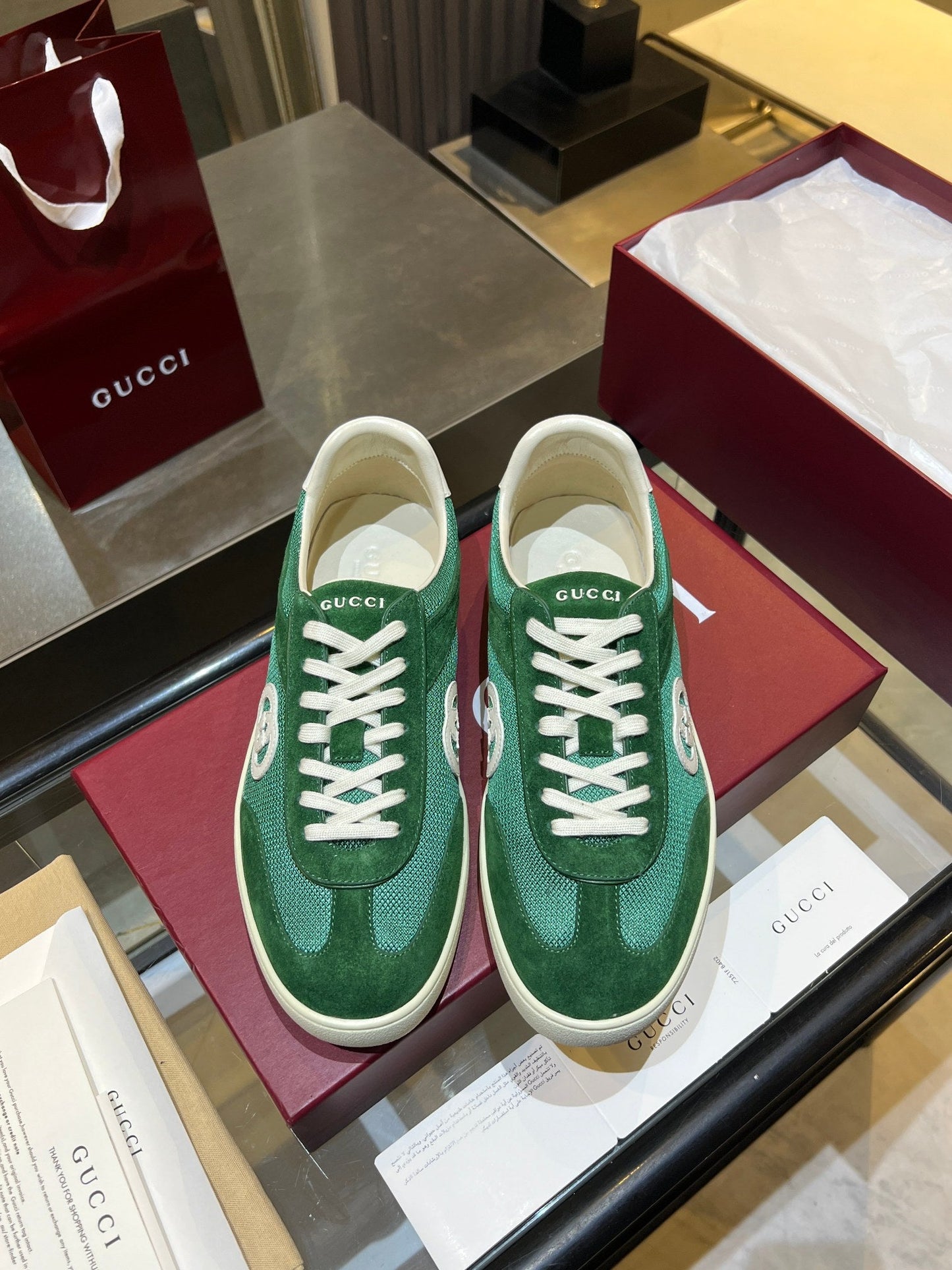 GG G75 Sneaker Teal Green Suede Mesh 818348